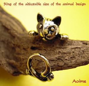 猫 ねこ ネコ アクセサリー アニマルリング　動物 指輪 フリーサイズ リング アクセサリー プレゼント ギフトr1371