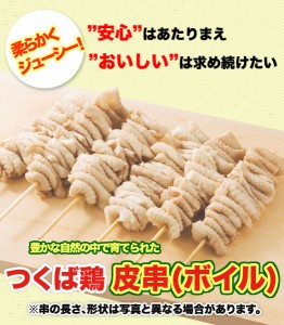 国産 つくば鶏 ボイル かわ(皮)串 40ｇ×20本　冷凍 焼き鳥 焼鳥 やきとり