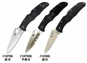 SPYDERCO（スパイダルコ） エンデューラ４　3タイプ　C10PBK 直刃/C10PSBK 半波刃/C10SBK 波刃　VG10　クリップ付　50151　50152　50153