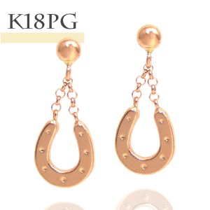 ホースシュー 馬蹄 ピアス 18k K18PG ピンクゴールド