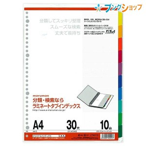 マルマン ラミネートタブインデックス A4 30穴 10山(10枚) LT4010 丈夫で長持ち! 油性ペンで記入ができる! 検索に便利なタイトルページ付