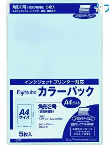 マルアイ 角2封筒薄水 PK-21PS カラーパック封筒 定型外郵便封筒 郵便番号枠なし 〒枠なし 角形封筒 A4大きめサイズ 5枚入