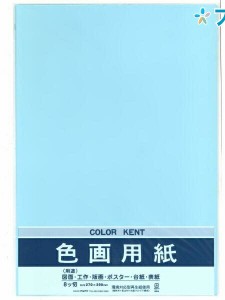 マルアイ 色画用紙 八ッ切  (270mm×390mm) 10枚入り いろがようし 工作 水色 工作紙 図面 工作 版画 ポスター 台紙 表紙 アート用品 画