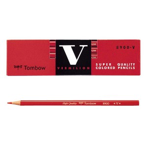 トンボ鉛筆 赤鉛筆 8900V ダース 12本入り 朱色 丸軸 丸付け 採点 なめらかな書き味 ダース箱 再生紙