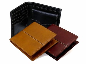 【送料無料】ITALIAN　LEATHER(イタリアンレザー)日本製 二つ折財布 75 ポイント10倍