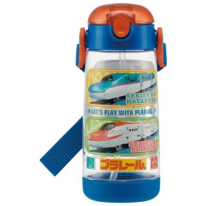  プラレール 水筒 ストローボトル 480ml  クリア 透明  ワンプッシュ 子供 子ども キッズ キャラクター スケーター 