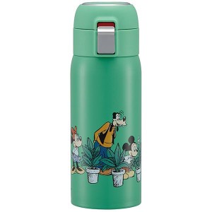  ミッキー＆フレンズ 水筒 ストローボトル 350ml 保冷 ワンタッチ ラインデザイン ステンレス GREEN WORLD スケーター 