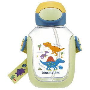  ディノサウルス 水筒 ストローボトル 530ml クリア 透明  ワンプッシュ 子供 子ども キッズ DINOSAURS PICTURE BOOK キャラクター スケ