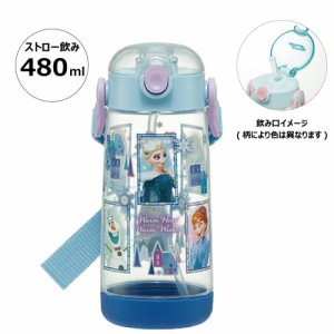  アナと雪の女王 ワンプッシュストローボトル 480ml 水筒 クリア 480ml 