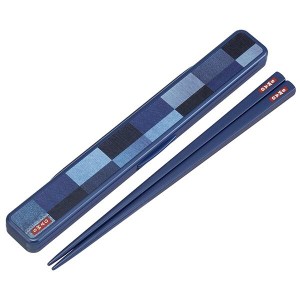  抗菌音のならない箸・箸箱セット 箸19.5cm SWAG (デニムパターン) スケーター 