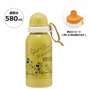  ミッキー＆フレンズ 水筒 580ml ステンレスボトル 常温ドリンク用 一層 軽量 GREEN WORLD スケーター 