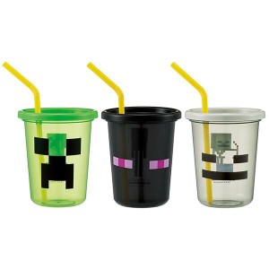  マインクラフト ストロー付きタンブラー 320ml 3個セット コップ カップ スタッキング Minecraft スケーター 