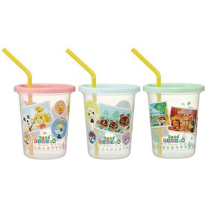  あつまれ どうぶつの森 ストロー付きタンブラー 320ml 3個セット コップ カープ 蓋付きコップ プラスチック キャラクター スケーター 