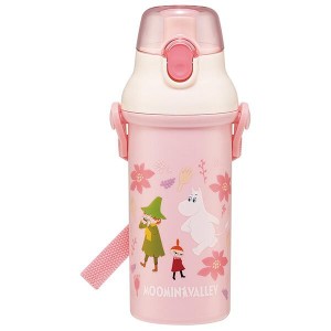  ムーミン 水筒 480ml ワンタッチボトル 抗菌 食洗機対応 直飲み プラ アニメーション ピンク 子供 キッズ 子ども キャラクター スケータ