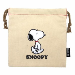  スヌーピー 巾着 サガラキャンバス 巾着袋 ホワイト SNOOPY 