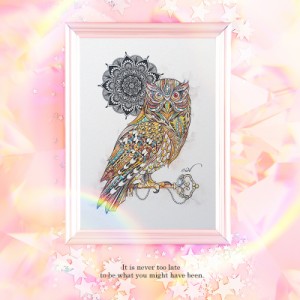 メール便ＯＫ♪☆至極の開運絵画【なないろフクロウ -seven fortune owl-】送料無料3個SET