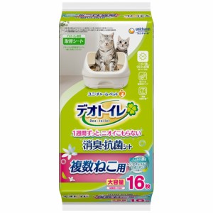 ユニチャーム デオトイレ 複数ねこ用 ふんわり香る消臭・抗菌シートナチュラルガーデンの香り 16枚