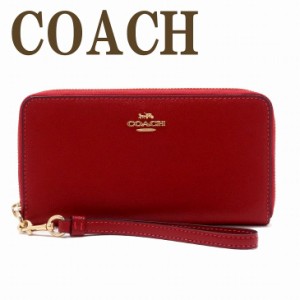 コーチ COACH 財布 レディース 長財布 ストラップ ラウンドファスナー レザー レッド ロゴ C3441IMF8Q ブランド 人気