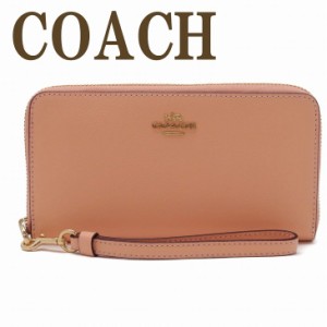 コーチ COACH 財布 レディース 長財布 ストラップ ラウンドファスナー レザー ピンク ロゴ C3441IMS9W ブランド 人気