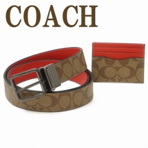 コーチ COACH ベルト メンズ レザー リバーシブル カードケース シグネチャー 2点セット 箱 ボックス 限定 ギフトセット C8278QBUC3 ブラ