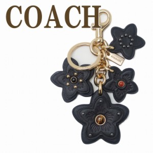 コーチ COACH キーホルダー レディース キーリング バッグチャーム 花 レザー ブラック 黒　5136IMA47 【ネコポス】 ブランド 人気