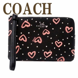 コーチ COACH ポーチ レディース クラッチバッグ ハンドポーチ 財布 iPhone ケース ハート ピンク ブラック 黒 レザー 91078SVP53 【ネコ