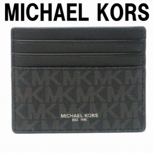 マイケルコース MICHAEL KORS メンズ カードケース 名刺入れ 定期券入れ パスケース モノグラム 36U9LCRD1B-BLACK 【ネコポス】 ブランド