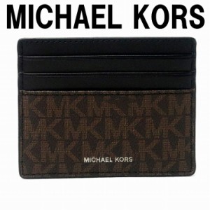 マイケルコース MICHAEL KORS メンズ カードケース 名刺入れ 定期券入れ パスケース モノグラム 36U9LCRD1B-BRNBLK 【ネコポス】 ブラン