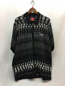 【古着】Supreme 23SS Gradient Grid Zip Up Polo ブラック　グラデーション　ニット　メンズ　トップス　Lサイズ　コットン　ナイロン／