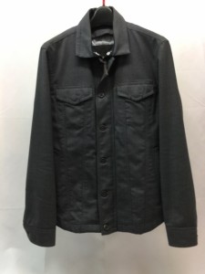 【古着】【MEN'S MELROSE】　メンズメルローズ　キルティングライナー付ワークジャケット　サイズL　グレー　ポリエステル製　襟ホック有