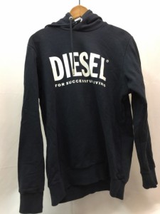 【古着】【DIESEL】　ディーゼル　ロゴパーカー　サイズS　ネイビー　プルオーバー　メンズ　古着　インポート／トップス【中古】[☆3][1