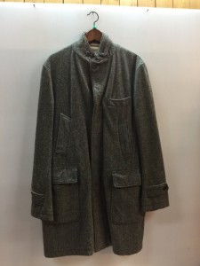 【古着】engineered garments エンジニアードガーメンツ　ウールコート　ロング　グレー　ツイード　ボタン　メンズ　アウター　Mサイズ 