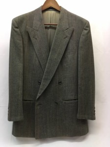 【古着】【ERMENEGILDO ZEGNA】　エルメネジルドゼニア　ダブルブレストテーラードジャケット　チェック柄　サイズ50　グレー　メンズ　 