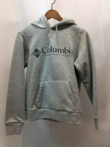 【古着】【COLUMBIA】　コロンビア　ロゴスウェットパーカー　サイズXS　グレー　裏起毛　メンズ　古着　アウトドア／トップス【中古】[ 