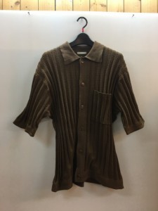 【古着】UNITED ARROWS ユナイテッドアローズ GIMAニットシャツ ブラウン　半袖シャツ　Lサイズ　コットン　無地　1118-199-0760／トップ