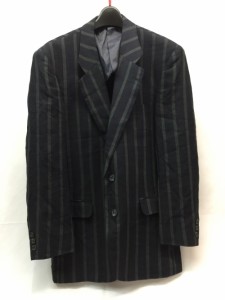 【古着】【DAKS】　ダックス　ストライプ柄テーラードジャケット　サイズ96A7　180CM　グリーン×ネイビー　メンズ　古着　インポート／ 