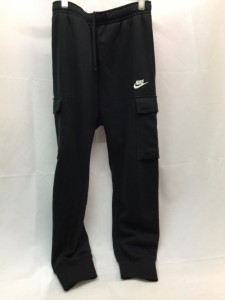 【古着】【NIKE】　ナイキ　スウェットカーゴパンツ　サイズM　ブラック　イージーパンツ　薄手　裏起毛　メンズ　古着　スポーツ／ボト 