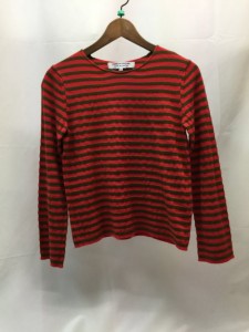 【古着】【COMME DES GARCONS】　コムデギャルソン　ボーダーニット　サイズM　赤×緑　年代不明　薄手　レディース　古着　ドメスティッ