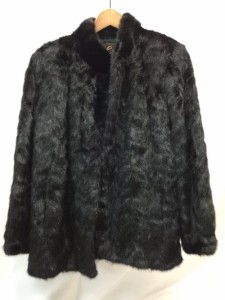 【古着】【ELEGANCE L FUR】　エレガンスエルファー　ファージャケット　サイズF　ブラック　レディース　古着　セレクト／アウター【中 