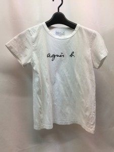 【古着】【AGNES B】　アニエスベー　ブランドロゴTシャツ　クルーネック　サイズ2　ホワイト　ロゴTシャツ　シンプル　レディース　古着