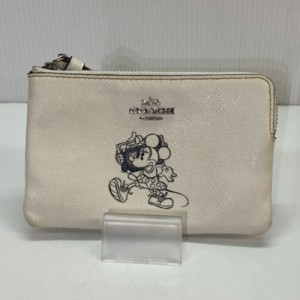 【古着】COACH コーチ A1877-F30004 ポーチ ミニーマウス ディズニー レザー ラメ レディース ホワイト／その他【中古】[☆2][12255-2024