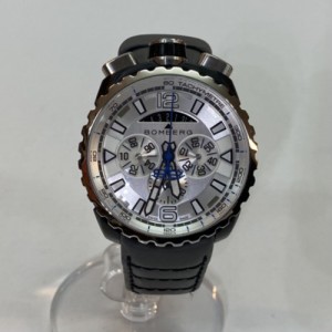 【古着】BOMBERG?ボンバーグ 腕時計 BOLT-68 BS45CHSP 22712 アナログ レザーベルト クォーツ メンズ シルバー ブラック グレー／時計【