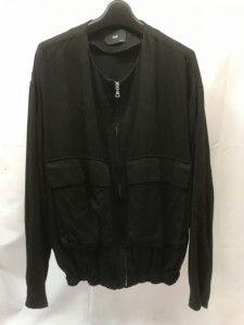 【古着】HARE　ハレ　ノーカラー　ブルゾン　ジャケット　無地　薄手　セルロース　再生繊維　ブラック　黒　Mサイズ　HA030057AD／アウ 