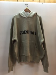 【古着】FEAR OF GOD ESSENTIALS　Knit Hoodie　ニットフーディ　パーカー　メンズ　トップス　Sサイズ　ピスタチオ　コットン　ポリエス