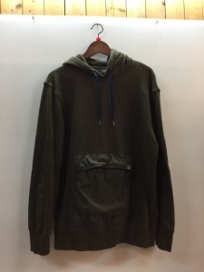 【古着】PS　Paul Smith ミックスアップ フーデッドパーカー　カーキ　フロントポケット　メンズ　トップス　Lサイズ　コットン　ピーエ 