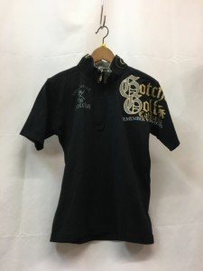 【古着】GOTCHA　GOLF ガッチャ　半袖　ポロシャツ　ブラック　刺繍　ロゴ　42GG1202A　メンズ　トップス　Sサイズ　コットン　ポリエス 