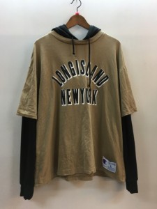 【古着】Champion チャンピオン HOODEDLONGSLEEVET-SHIRT パーカー　ブラウン　ブラック　C3-U412　メンズ　トップス　Lサイズ　コットン