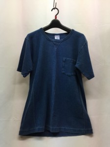 【古着】Champion×SHIPS ポケット　Tシャツ　ブルー　リバースウィーブ　reverse weave　メンズ　トップス　Lサイズ　C8-M354　コットン