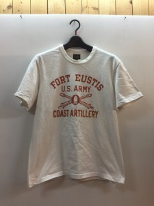 【古着】The REAL MCCOY'S ザリアルマッコイズ　半袖　Tシャツ　ホワイト　FORT　EUSTIS　U.S.ARMY　メンズ　トップス　38サイズ　コット