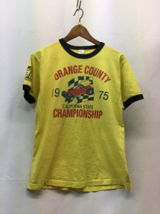 【古着】CHESWICK チェスウィック　半袖　リンガーTシャツ　イエロー　メンズ　トップス　Sサイズ　プリント　コットン　USA製／トップス